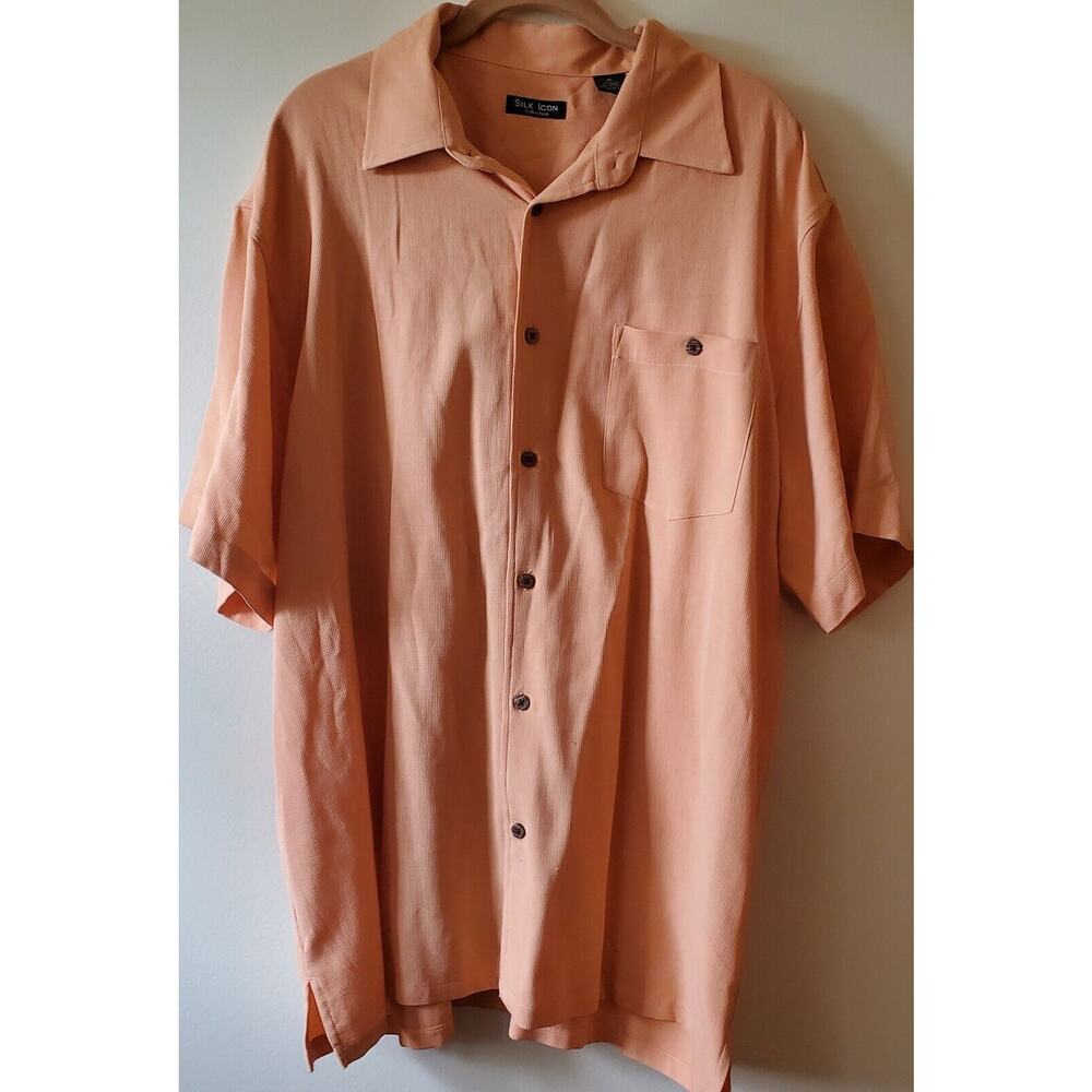 Silk Icon Collection Men’s 100% Silk Short Sleeve Button Shirt Size XL